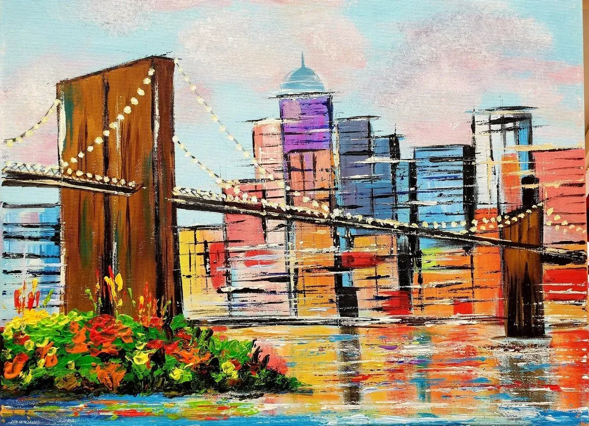 Brooklyn Bridge — ręcznie malowane płótno z Villi Nadezda w Pafos, które możemy wysłać pocztą