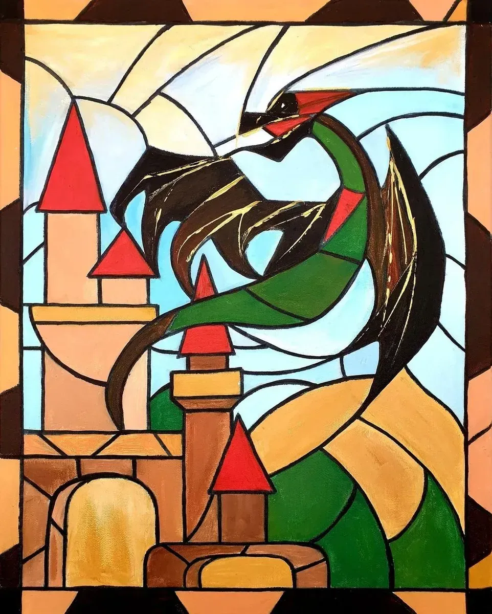Stained Glass Castle — ręcznie malowane płótno z Villi Nadezda w Pafos, które możemy wysłać pocztą