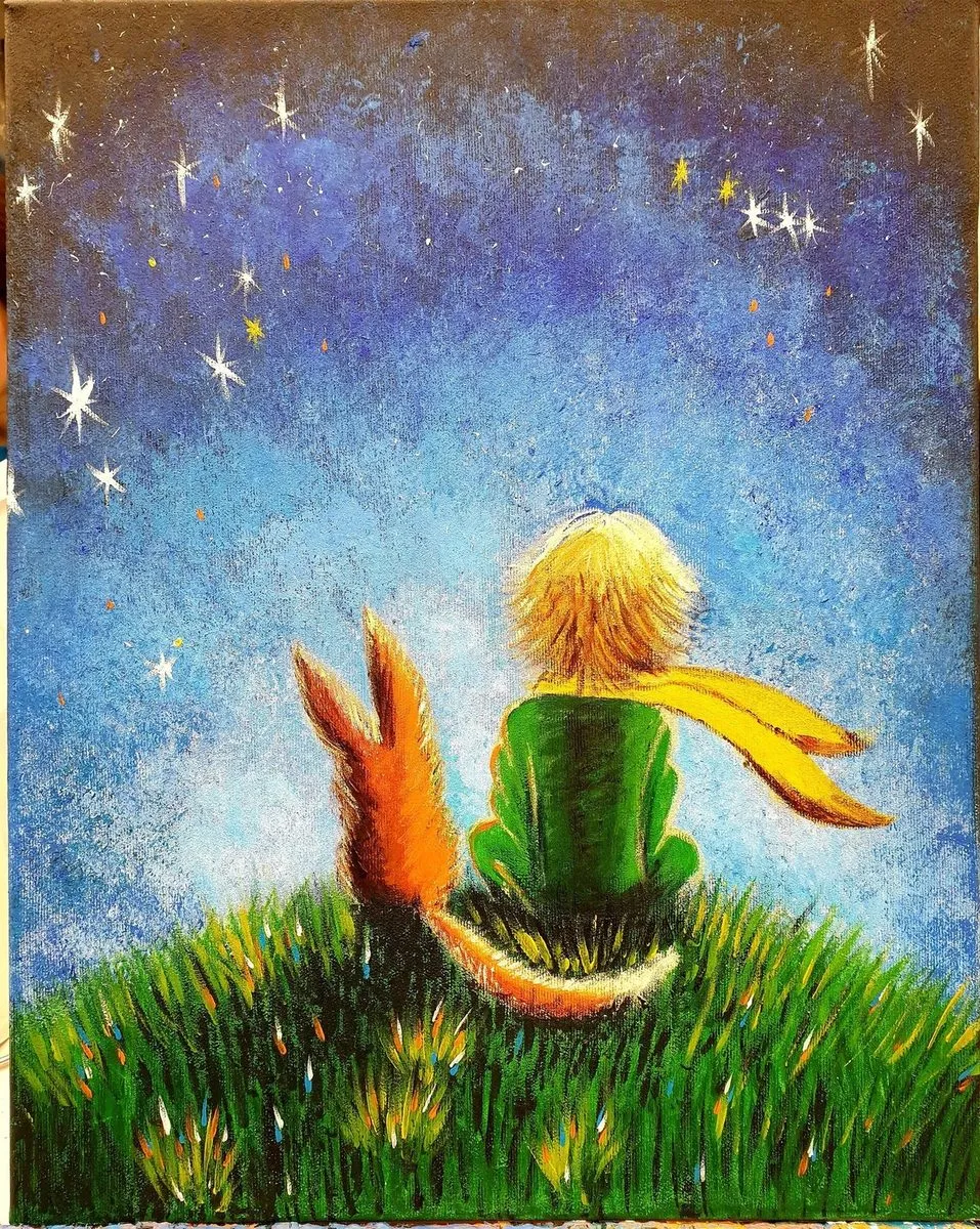 The Little Prince and the Fox — ręcznie malowane płótno z Villi Nadezda w Pafos, które możemy wysłać pocztą